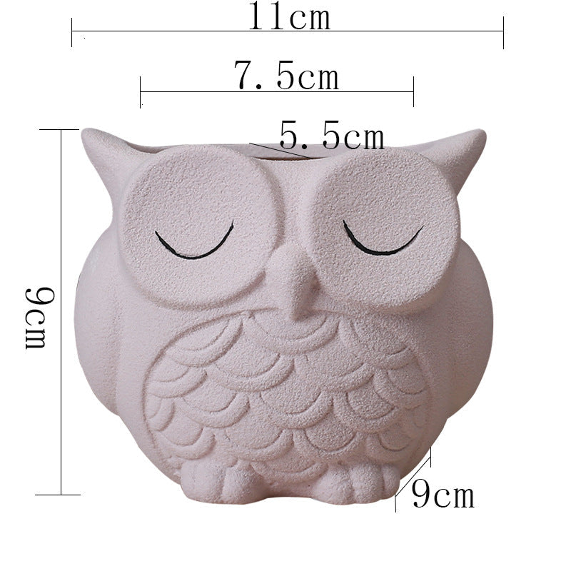 Ceramic Owl Planter for Small Indoor Plants & Succulents