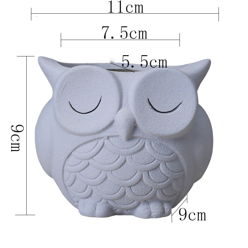 Ceramic Owl Planter for Small Indoor Plants & Succulents