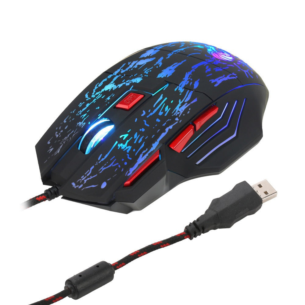 Wired RGB Gaming Mouse with a Glowing Crackle Shell