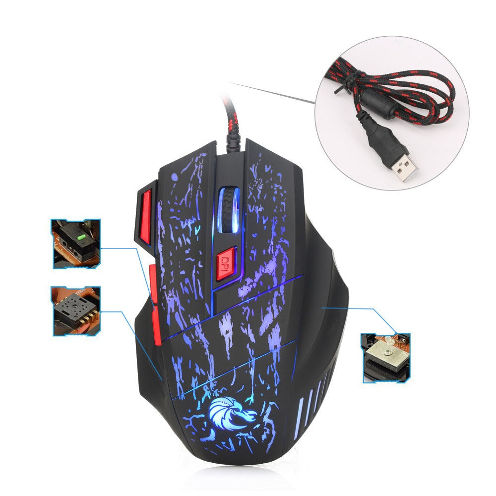 Wired RGB Gaming Mouse with a Glowing Crackle Shell