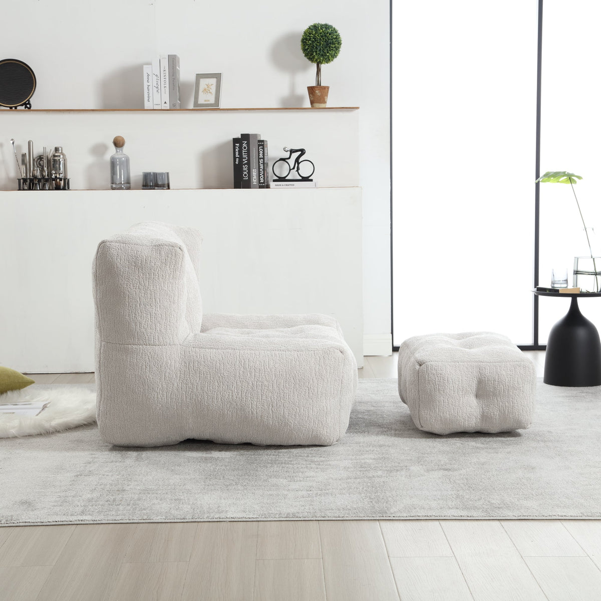 Memory Foam Bean Bag Chair Set with Matching Footstool