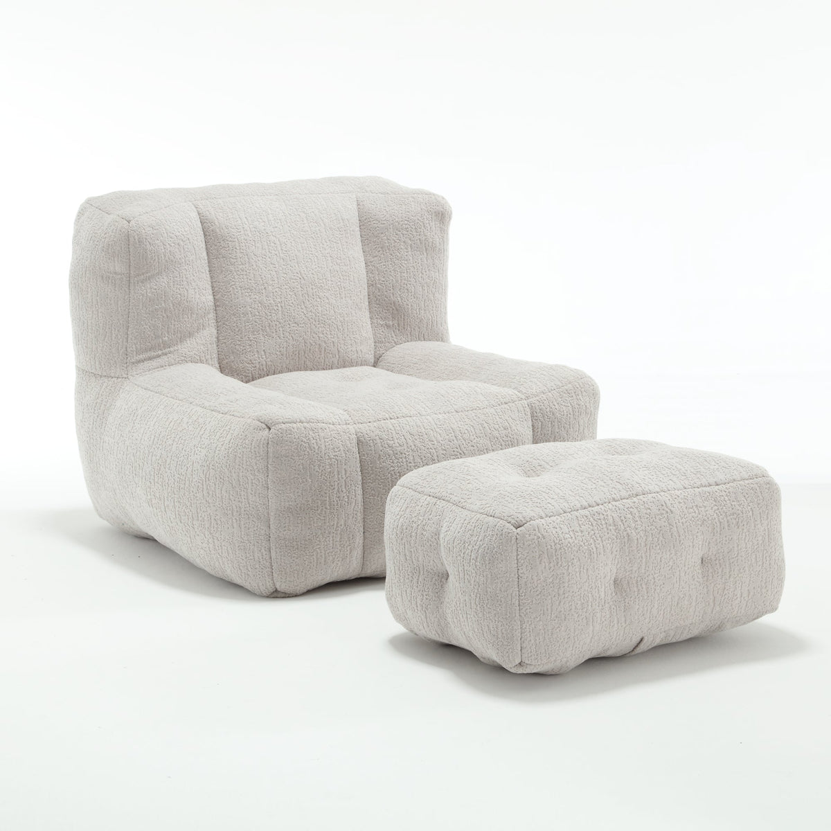 Memory Foam Bean Bag Chair Set with Matching Footstool