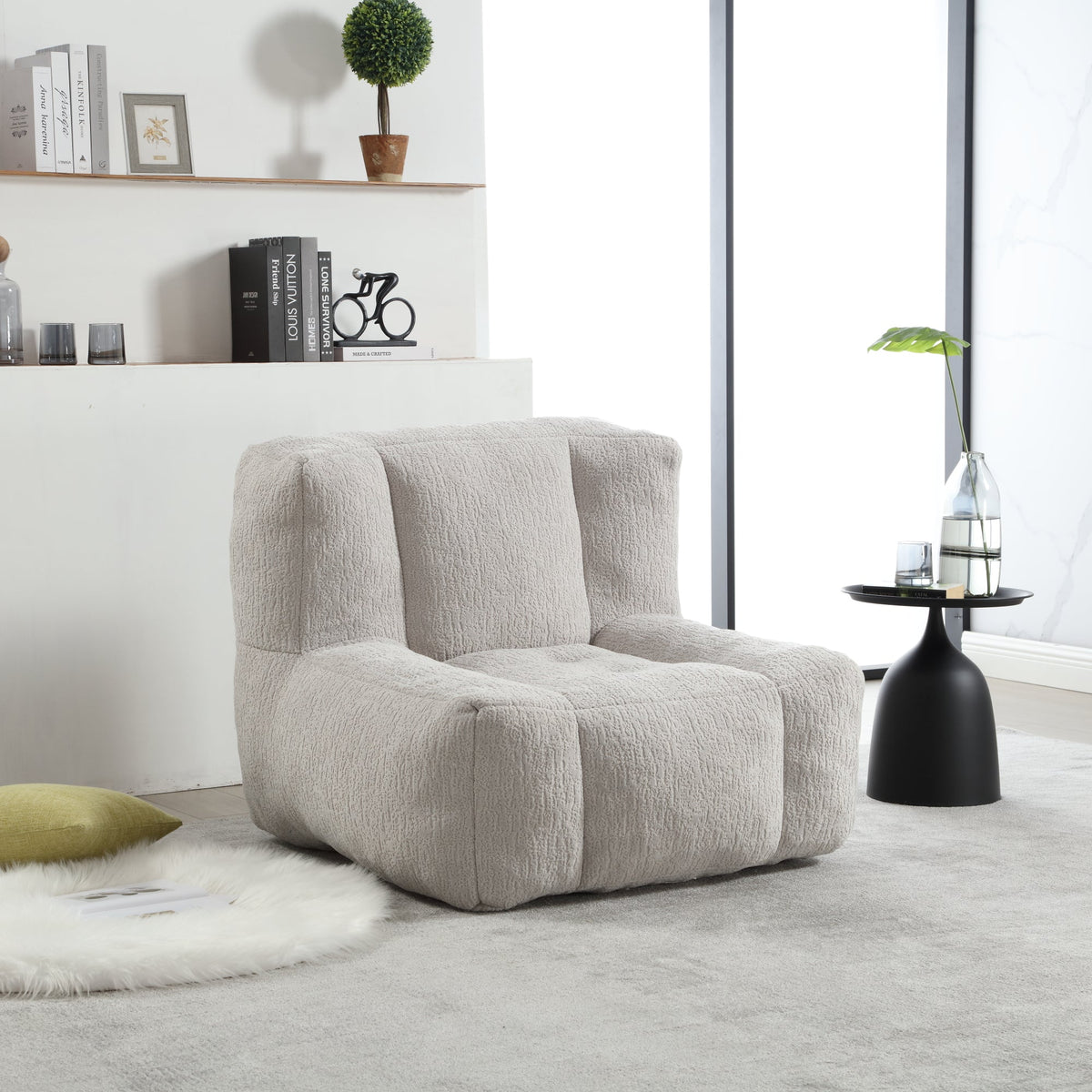 Memory Foam Bean Bag Chair Set with Matching Footstool