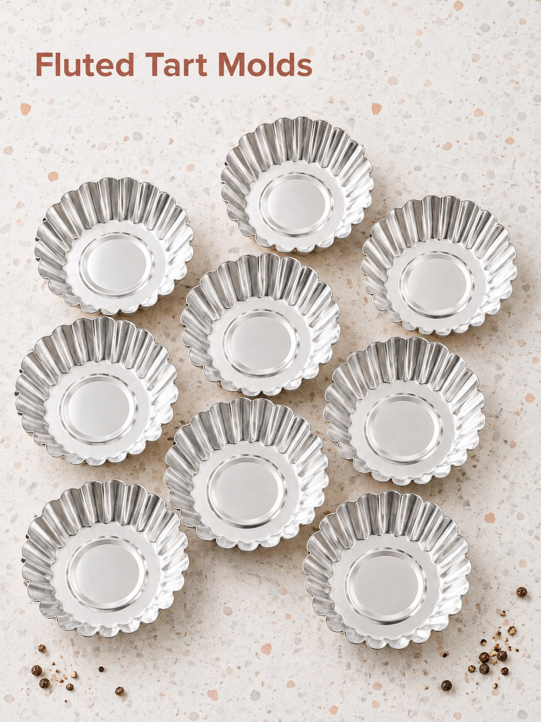 Fluted Aluminum Egg Tart Molds Set of 10 for Baking