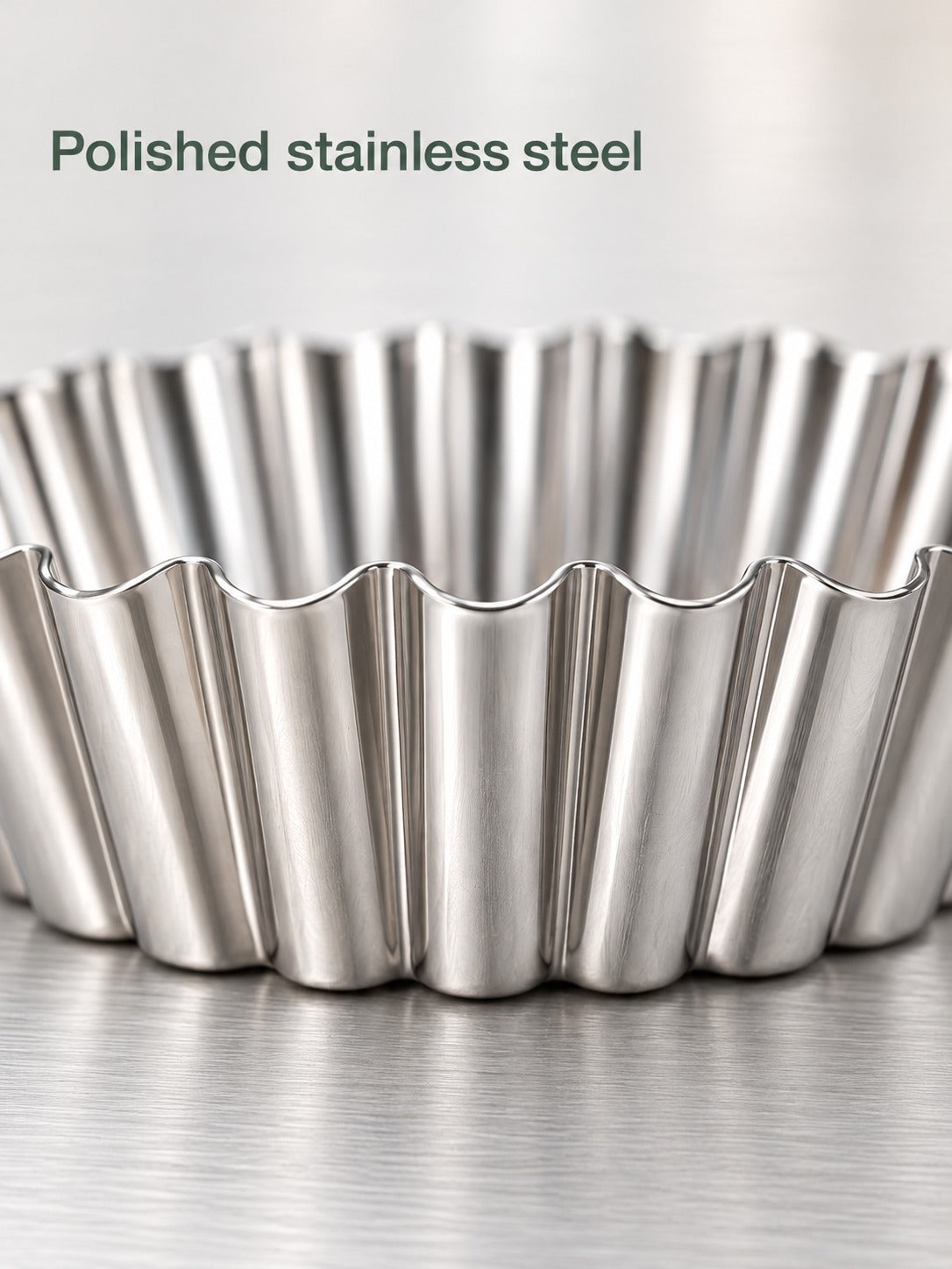Fluted Stainless Steel Egg Tart Mold for Easy Release
