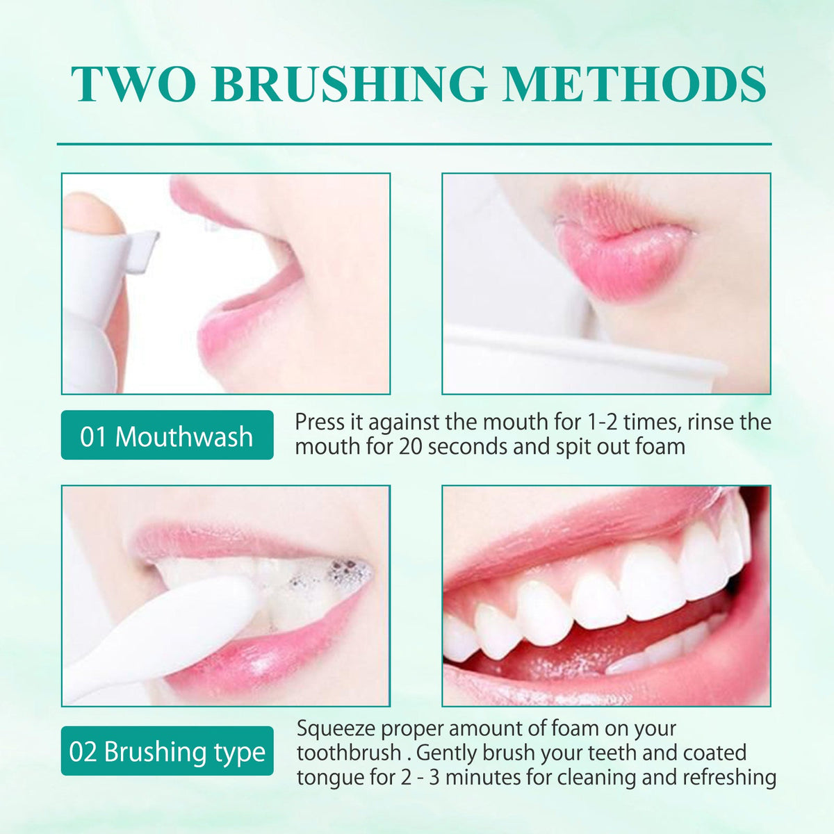 Foam Toothpaste for Whiter Teeth and Fresh Breath