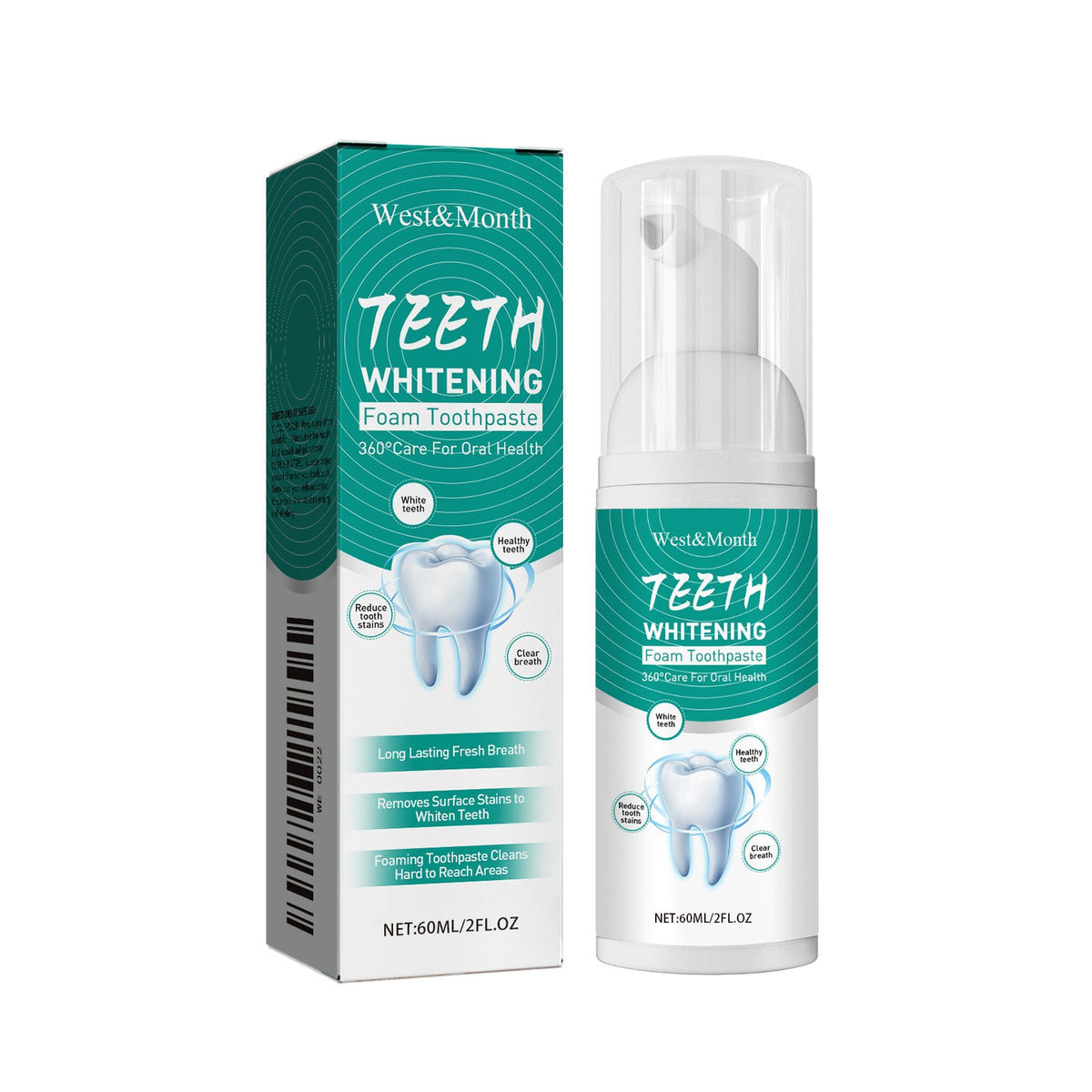 Foam Toothpaste for Whiter Teeth and Fresh Breath