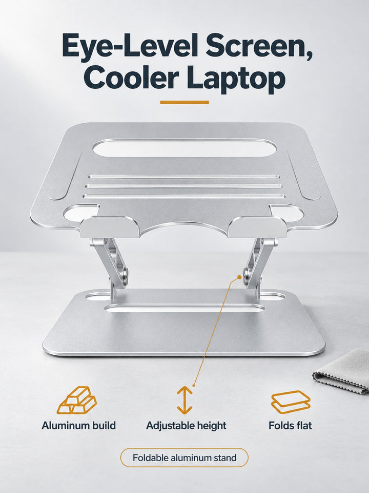 Foldable Aluminum Laptop Stand for Better Ergonomics