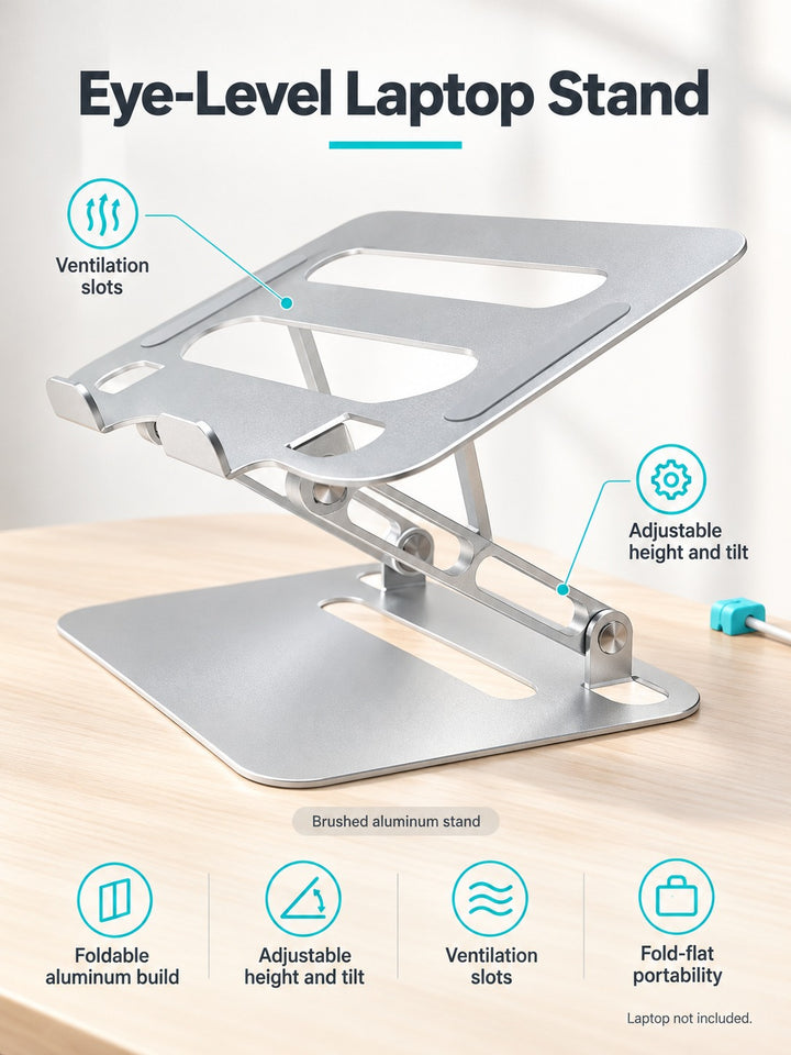 Foldable Aluminum Laptop Stand for Eye-Level Screens
