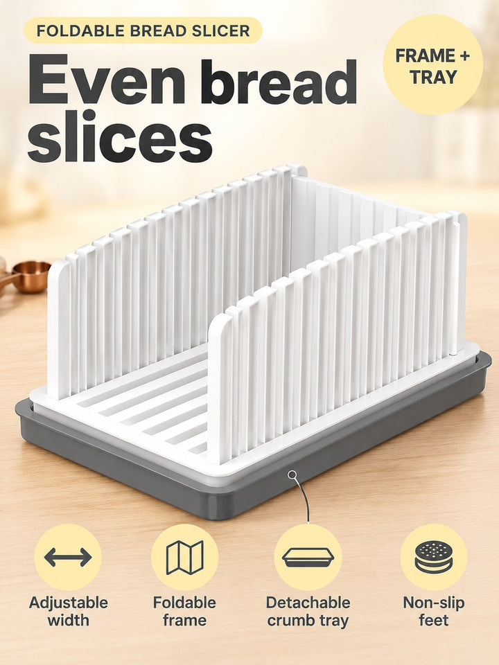 Foldable Bread Slicer Guide with Detachable Crumb Tray