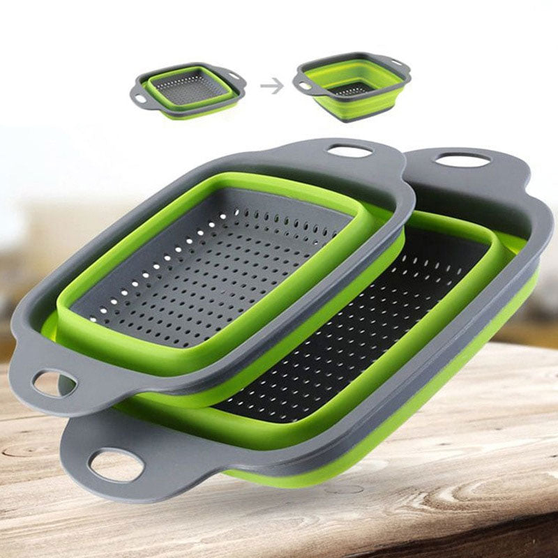 Collapsible Silicone Colander: Rinse Produce, Fold Flat