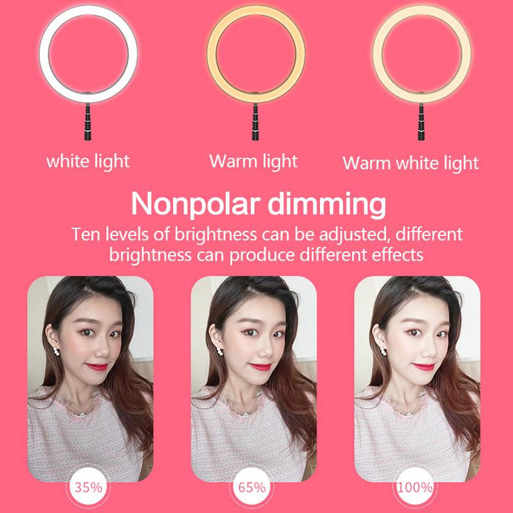 Foldable LED Ring Light with 1.68m Stand for Selfies