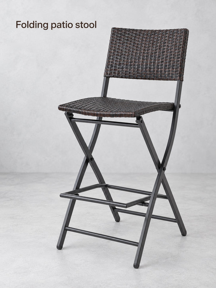 Foldable Outdoor Bar Stools: Faux Rattan Patio Set