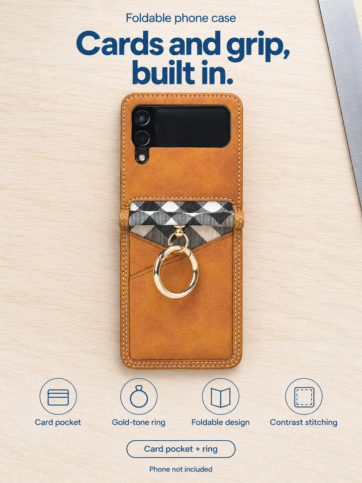Foldable Phone Case with Card Pocket and Ring Loop