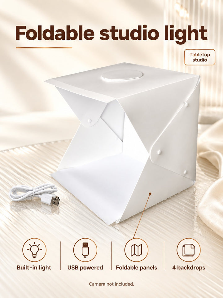 Foldable 20cm Photo Lightbox with Light & 4 Backdrops