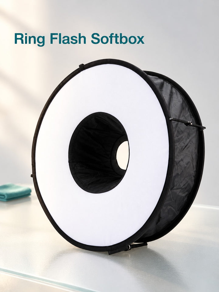 Foldable Round Flash Softbox for Speedlights, 45cm Ring