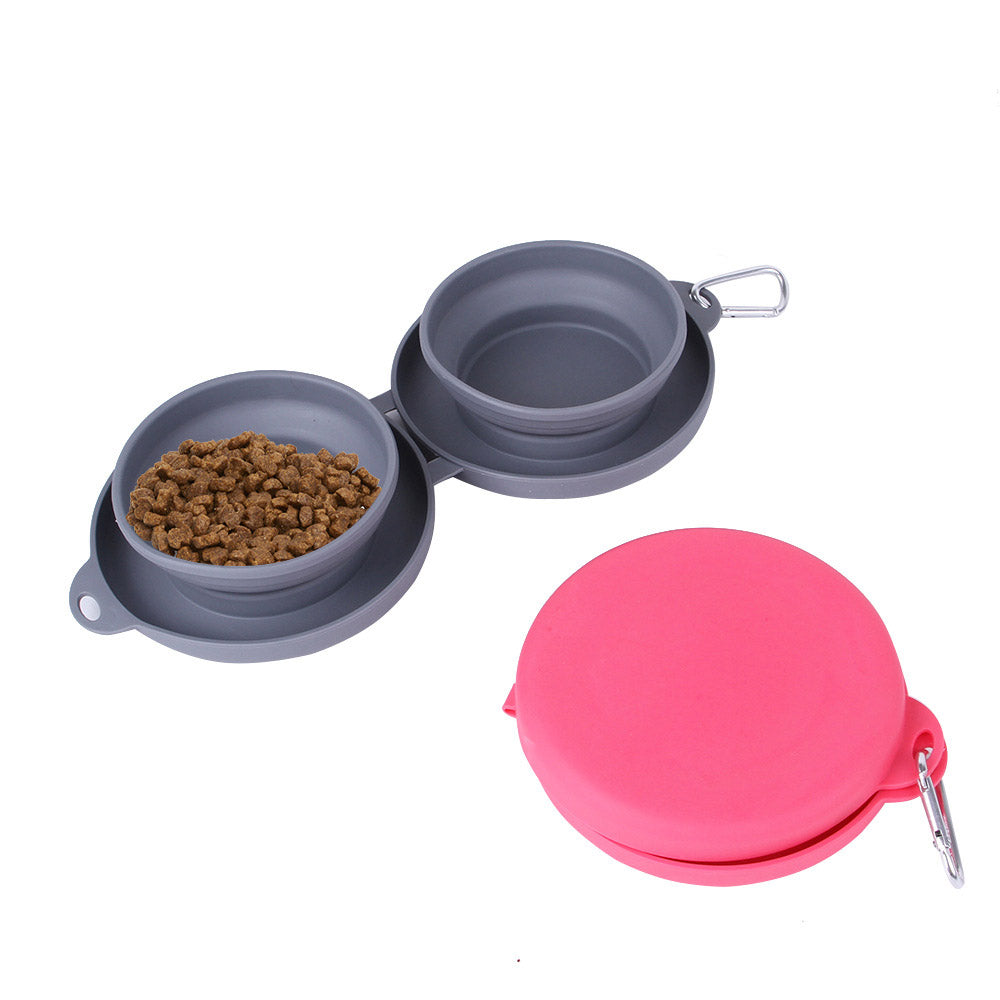 Folding Silicone Pet Bowl Set for Easy Travel Feeding
