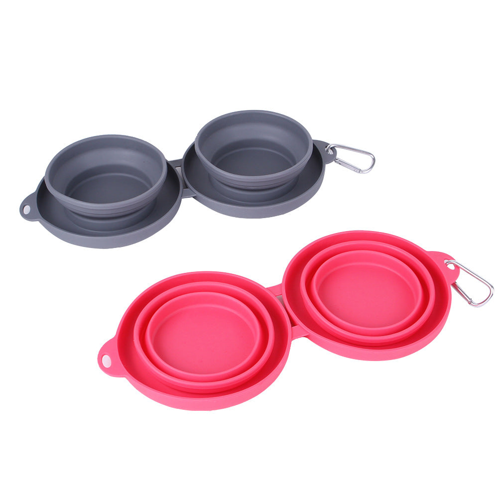 Folding Silicone Pet Bowl Set for Easy Travel Feeding