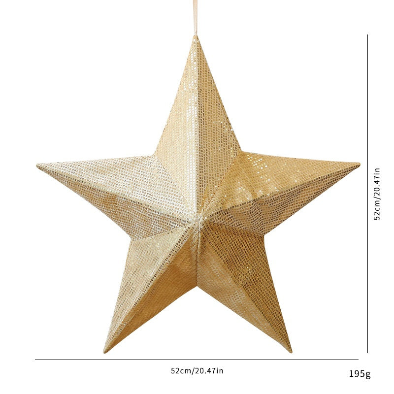 Christmas Tree Topper Star — Gold Sequin Holiday Glow
