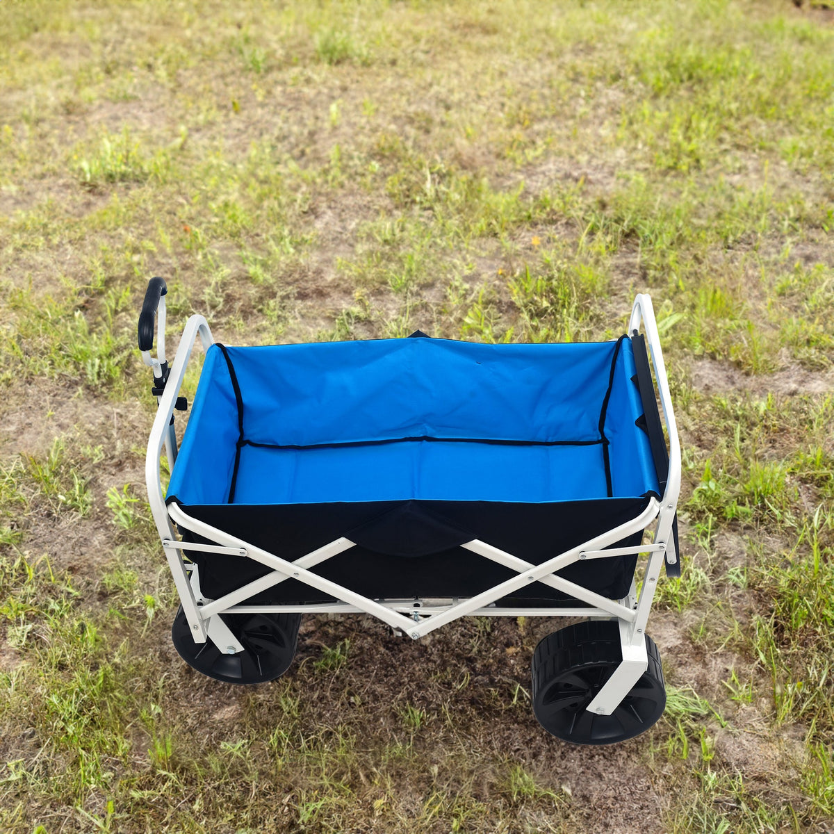 Folding Beach Wagon Cart with Drink Tray for Sand & Grass