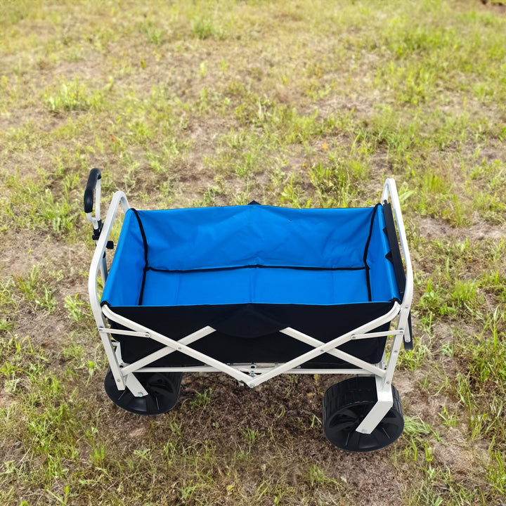 Folding Beach Wagon Cart with Drink Tray for Sand & Grass