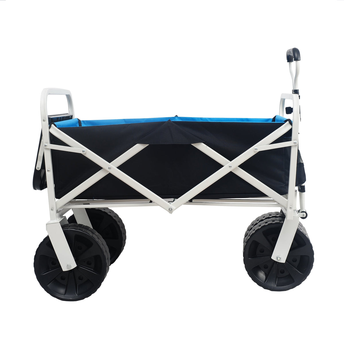 Folding Beach Wagon Cart with Drink Tray for Sand & Grass