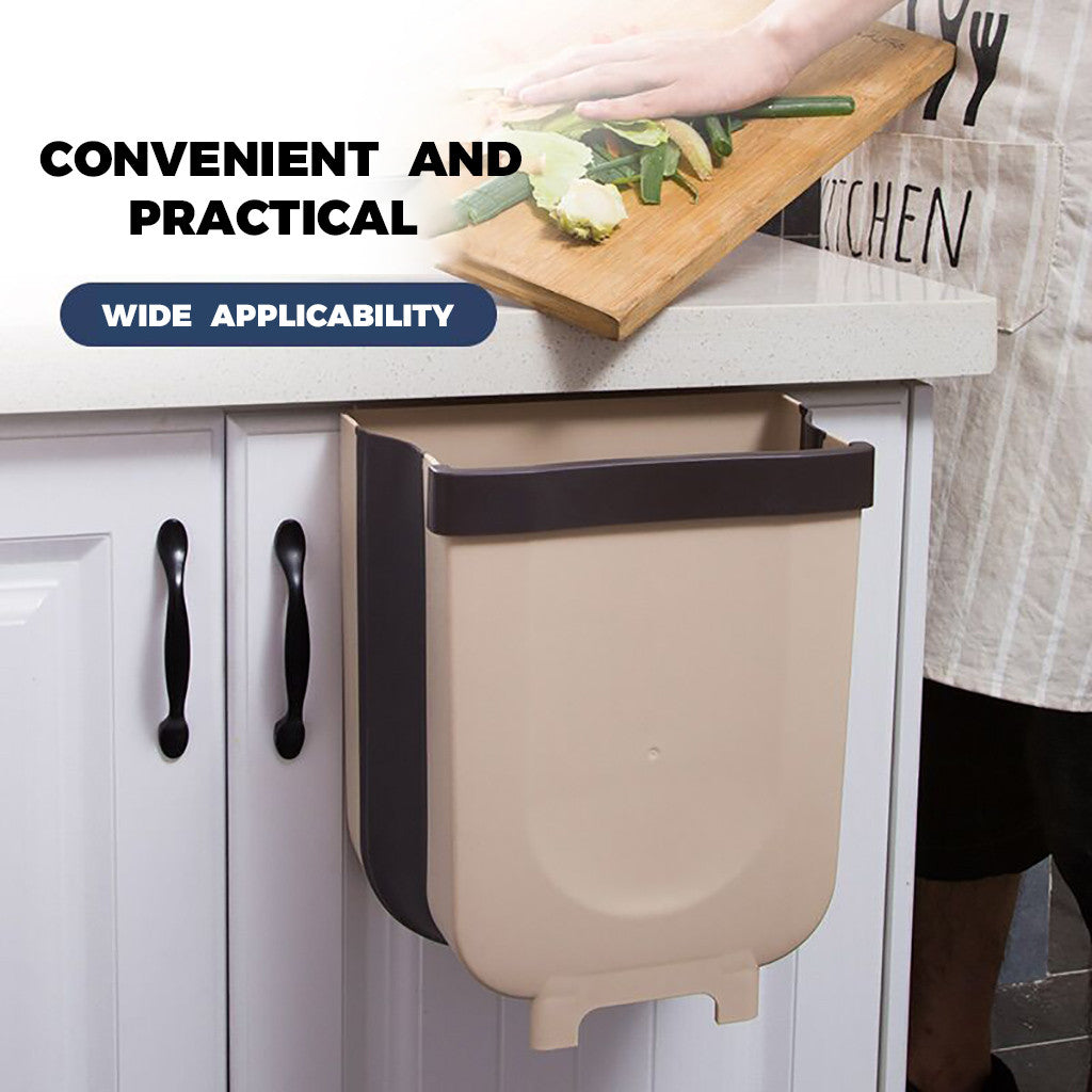 Folding Kitchen Trash Bin That Hangs on Cabinet Doors