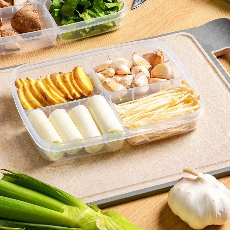 Stackable Divided Fridge Storage Box with Lid, 2-Pack