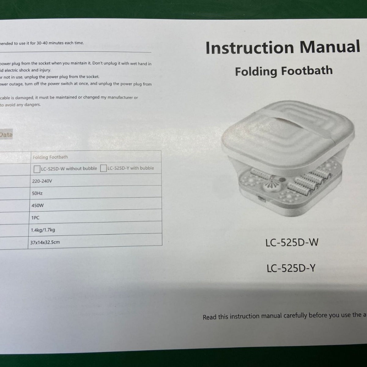 Foldable Electric Foot Spa with Roller & Bubble Massage