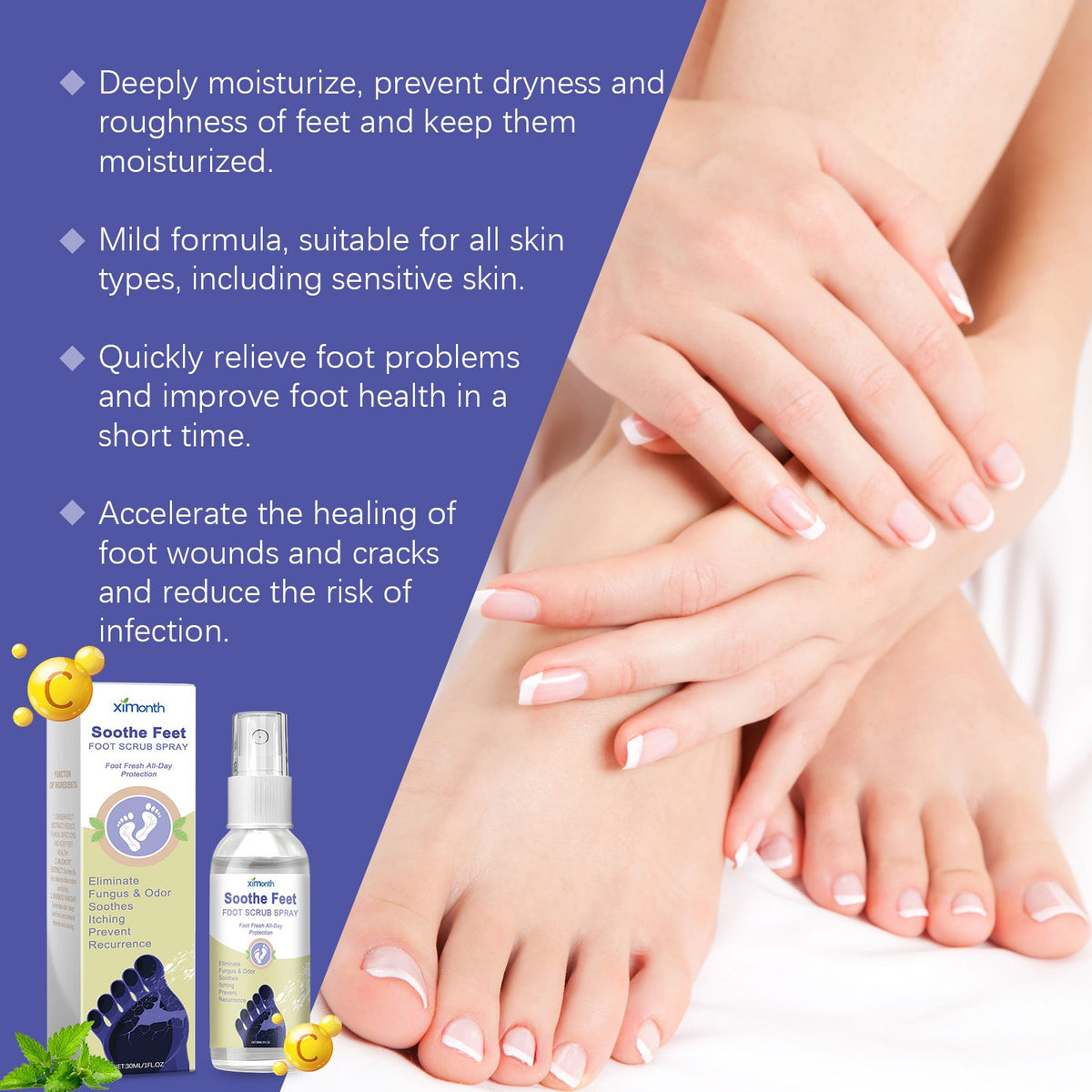 Foot Odor Spray for Itchy, Dry Feet and Daily Freshness