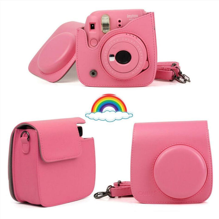 Instax Mini 8 & Mini 9 Pink PU Leather Case with Strap