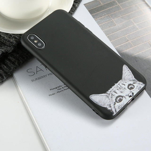 Matte Black Cat Phone Case for Huawei & Honor Phones