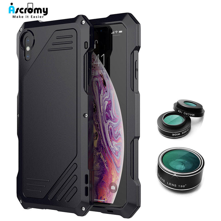 iPhone XS Max Metal Case with Fisheye Macro Lens Kit