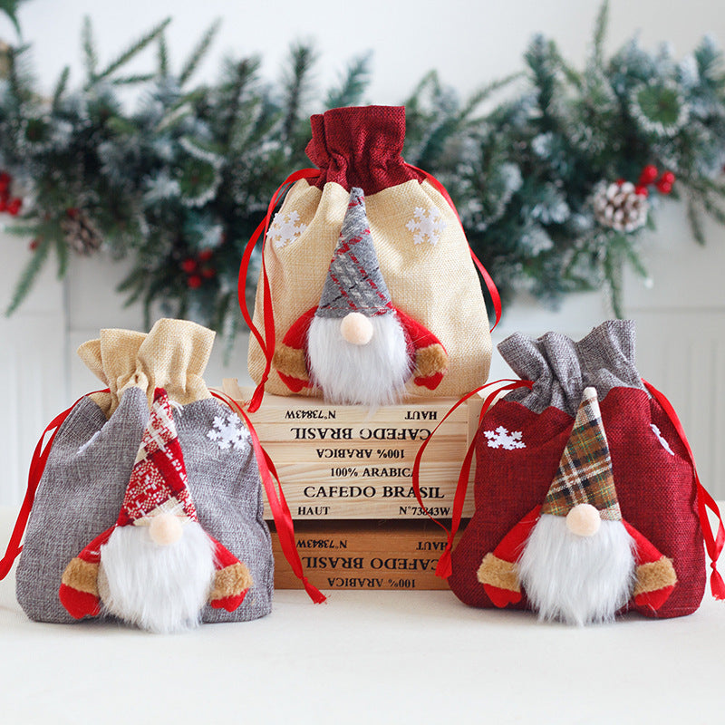 Christmas Gift Bag With Reusable Forest Man Decoration