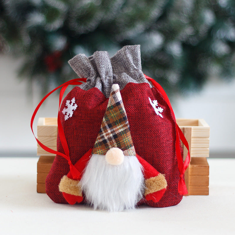 Christmas Gift Bag With Reusable Forest Man Decoration