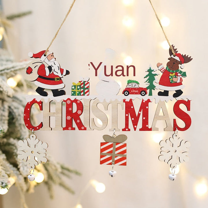 Wooden Christmas Door Sign With Rustic Holiday Cheer