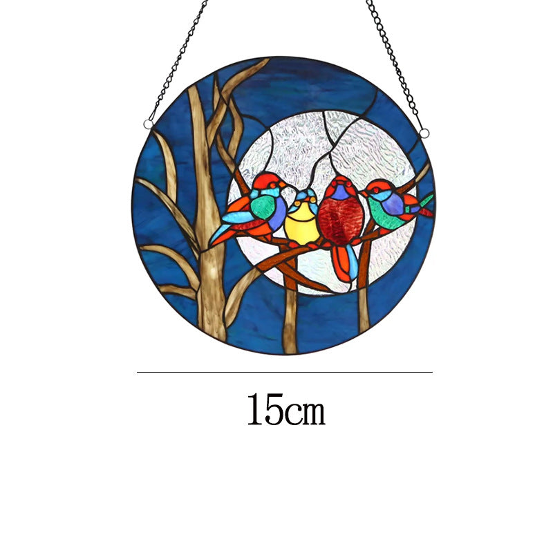 Stained Glass Bird Window Ornament for Colorful Decor