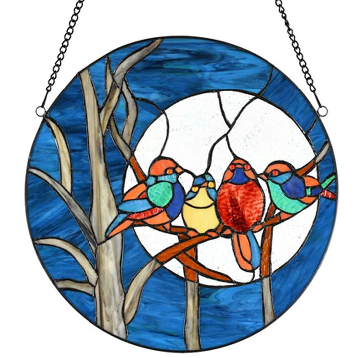 Stained Glass Bird Window Ornament for Colorful Decor