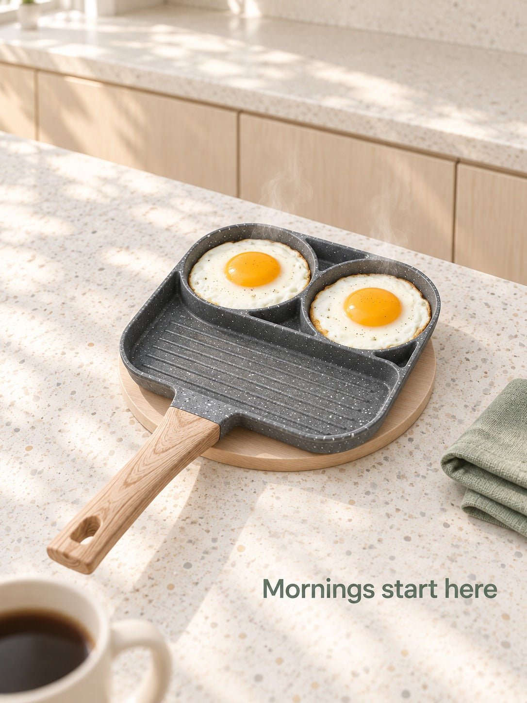 Four-Hole Stone Non-Stick Egg Frying Pan for Breakfast