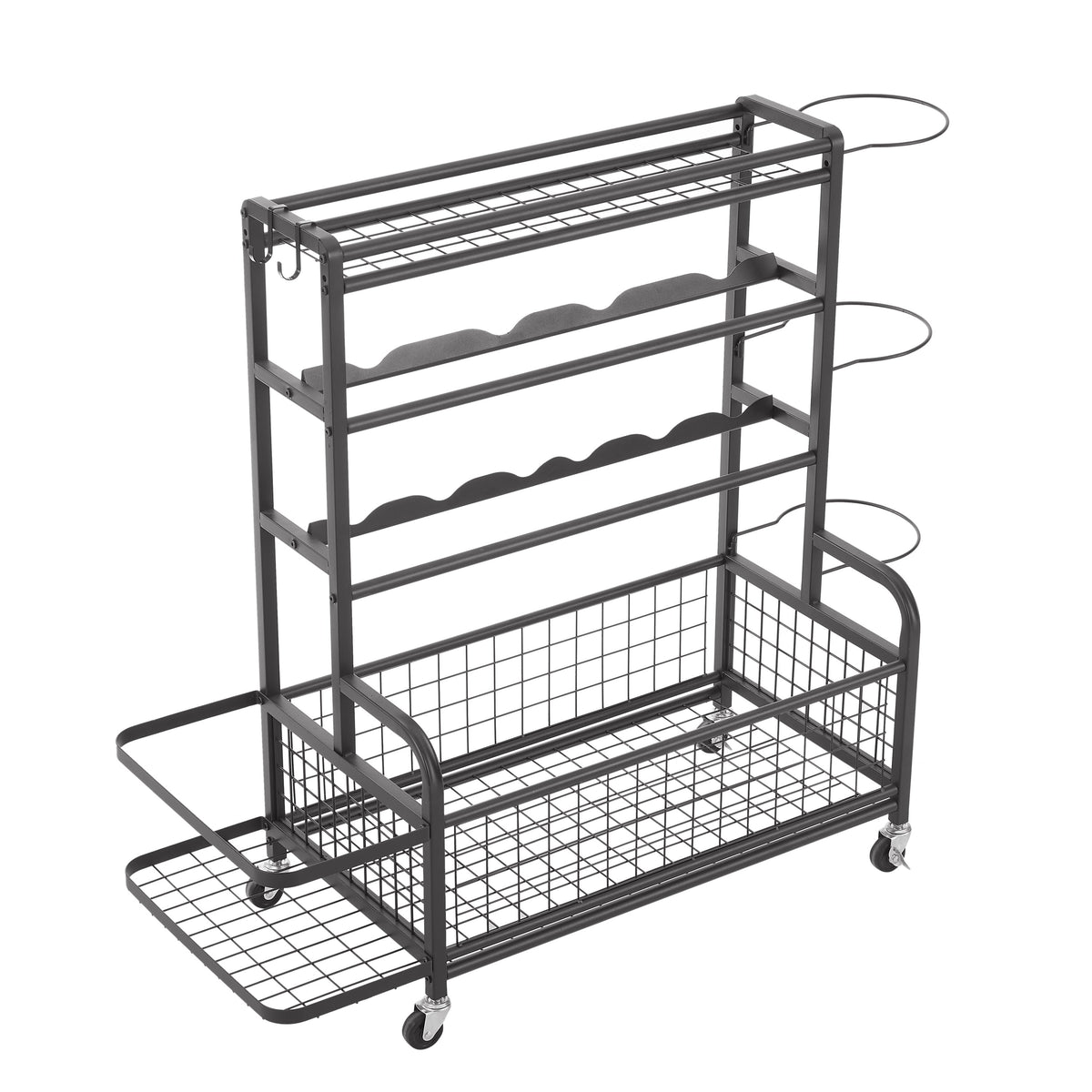 Four-Tier Metal Ball Storage Rack with Rolling Casters