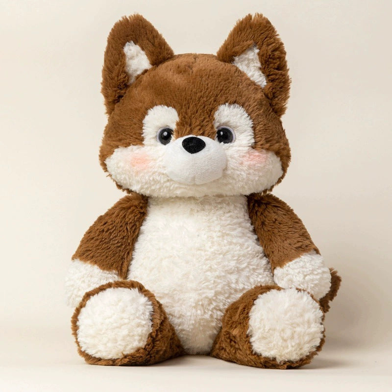 Fox Plush Toy With Denim Overalls for Cozy Room Décor