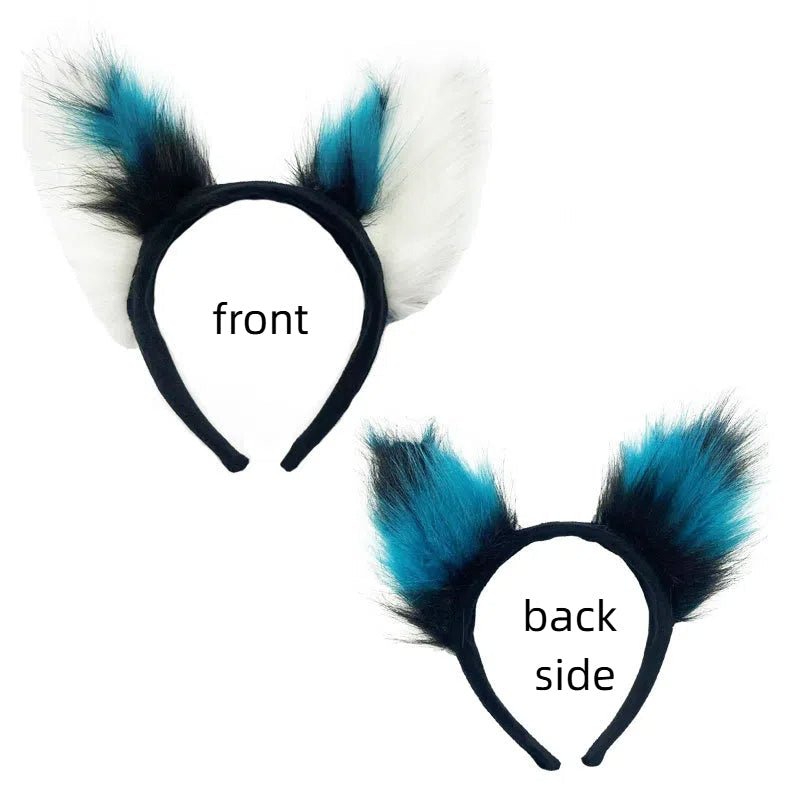 Fox Wolf Ears Headband and Tail Halloween Costume Set