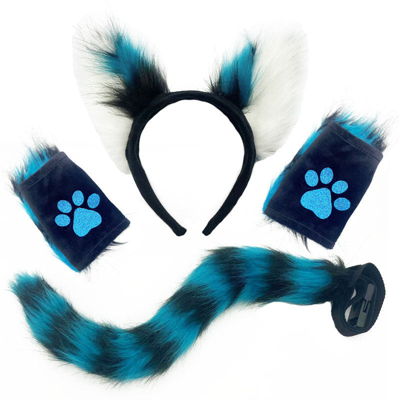 Fox Wolf Ears Headband and Tail Halloween Costume Set