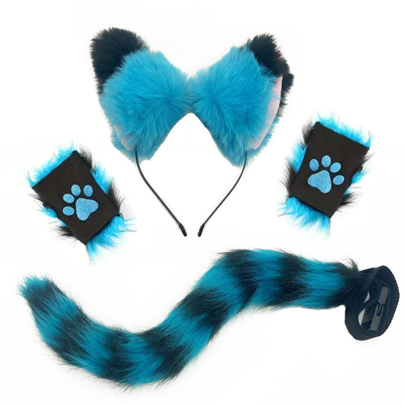 Fox Wolf Ears Headband and Tail Halloween Costume Set