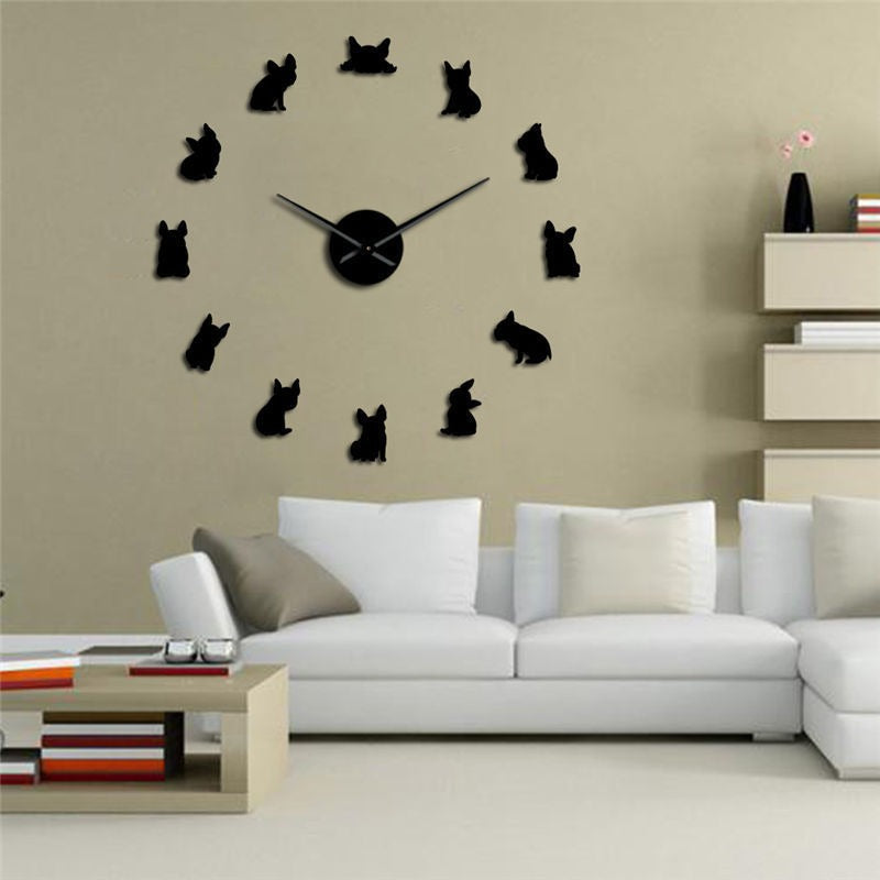 French Bulldog Wall Clock – Silent Acrylic Wall Decor