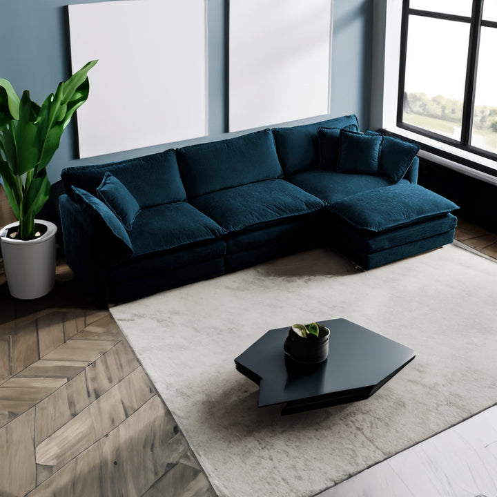 Oversized Modular L Shaped Sectional Sofa, Blue Chenille