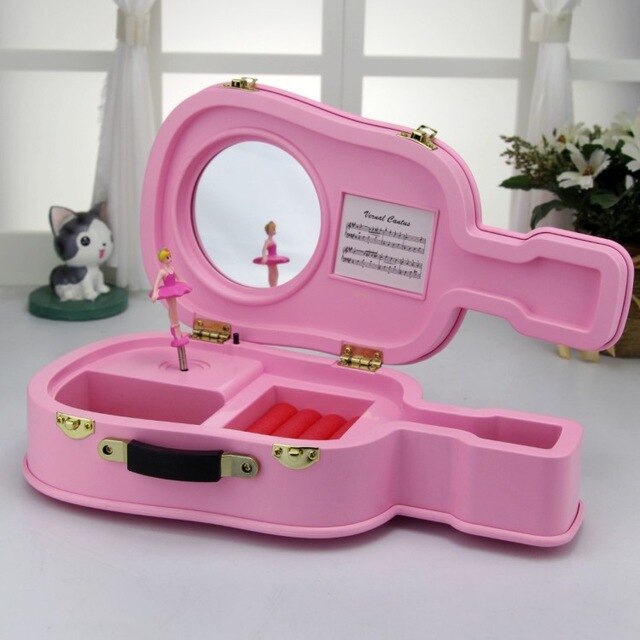 Violin Music Box With Dancing Ballerina And Mirror