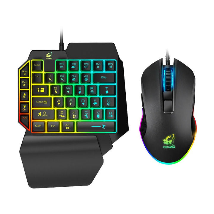 One-Handed RGB Gaming Keyboard and Mouse Set for PC