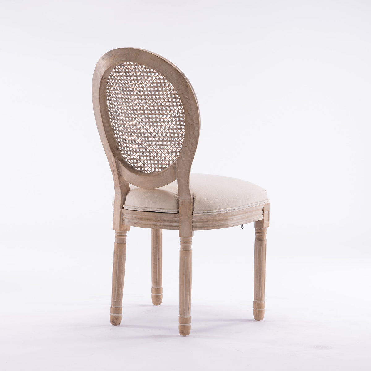 French-Style Dining Chairs Set of 2 with Rattan Back
