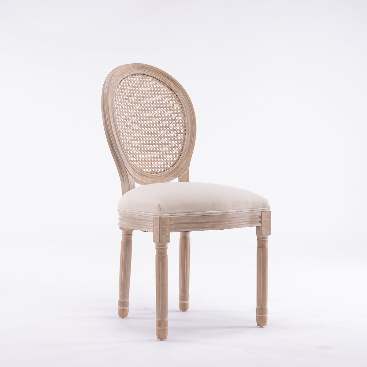 French-Style Dining Chairs Set of 2 with Rattan Back